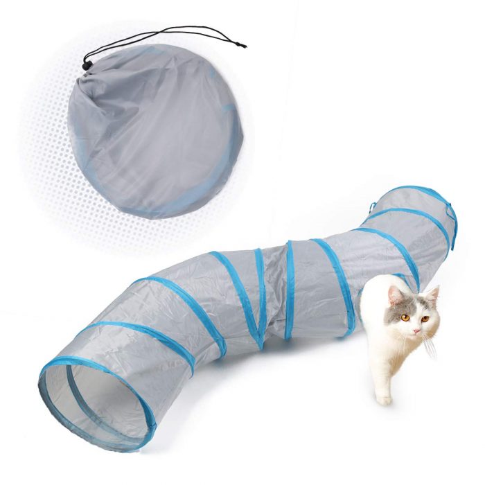 S way collapsible cat tunnel cat toy with ball pop-up cat tube hideaway cat play tunnel