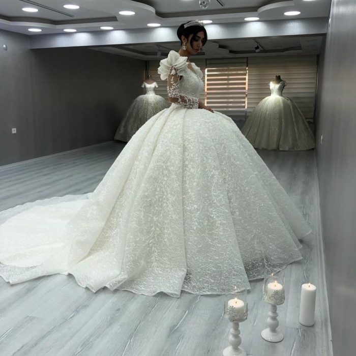 Elegante Brautkleider Luxus | Spitze Hochzeitskleider mit Ärmel