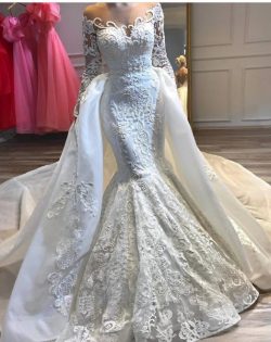 Luxus Hochzeitskleider A linie Spitze | Brautmoden mit Ärmel