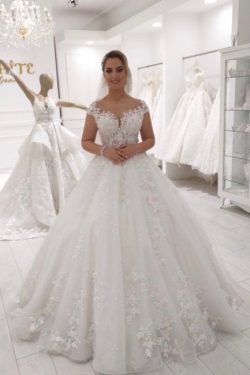 Hochzeitskleid Prinzessin Glitzer | Brautkleid Spitze A Linie