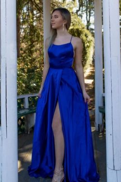 Schlichtes Abendkleid König Blau | Abiballkleider Lang Günstig