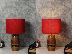 Buy tribal table lamp with round black lampshade