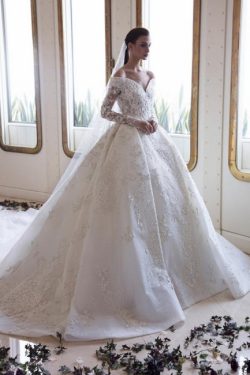 Luxus Brautkleider Mit Ärmel | Spitze Hochzeitskleider A Linie