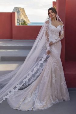 Designer Hochzeitskleider Spitze | Brautkleider Meerjungfrau Mit Ärmel