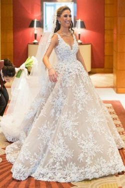 Elegante Brautkleider A Linie Spitze | Hochzeitskleider Online Kaufen