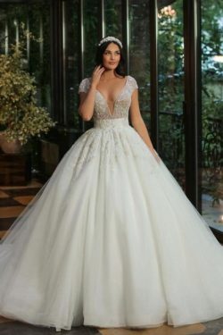 Luxus Brautkleider A Linie | Hochzeitskleider mit Glitzer