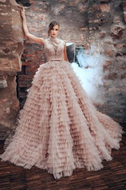 Blush Pink Brautkleider A Linie | Luxus Hochzeitskleider mit Spitze