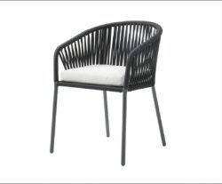 Outdoor Modern Iron Dining Chair with Rope