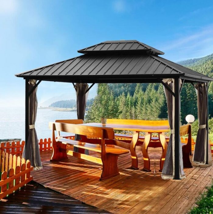 65m double roof aluminium outdoor pavilion steel roof luxury garden gazebo