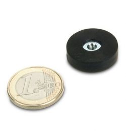 INTERNAL THREADED RUBBER COATED BASE MAGNETS22X6MM HOLD 3.5KGS