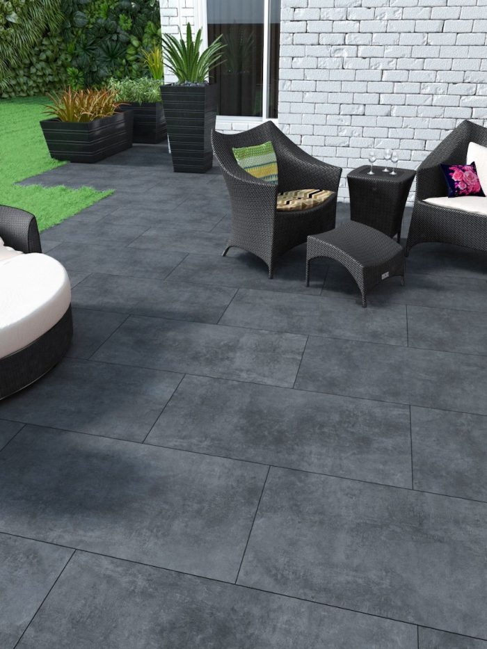 Black Outdoor Porcelain Paving King Size Vitrified Slabs