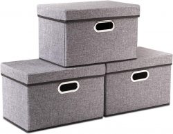 Affordable Linen Fabric Foldable Collapsible Storage Bins with Lids