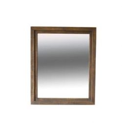 Wood framed mirror, grey distressed, rectangular