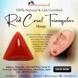 Get Red Coral Triangular Stone Online from Rashi Ratan Bhagya