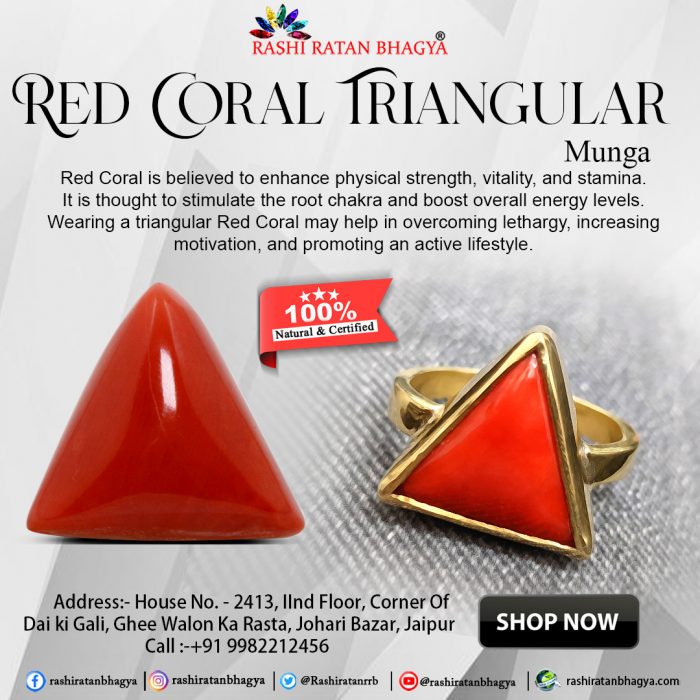 Shop Red Coral Triangular Stone Online at Wholesale Price