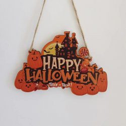 Holiday Decoration Happy Halloween Door Hanging Wood Signs plaque for Farmhouse Wall Window Decor