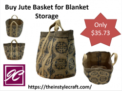 Buy Online Jute basket for blanket storage | In Style Craft