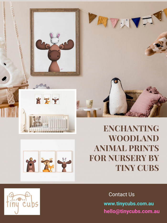 Enchanting Woodland Animal Prints for Nursery by Tiny Cubs