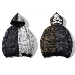 BAPE Casual Camouflage Embroidered Letters Thin Hooded Sweater Jacket