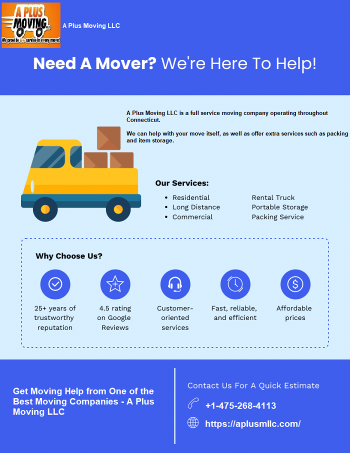 Need Moving Help? Contact A Plus Moving LLC