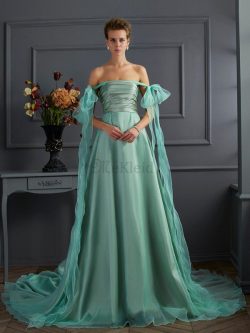 Prinzessin A-Line Anständiges Abendkleid mit Empire Taille mit Reißverschluss – MeKleid.de
