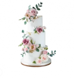 3 Tier Vanilla Wedding Cake With Swiss Meringue Buttercream Frosting For 70-80 People