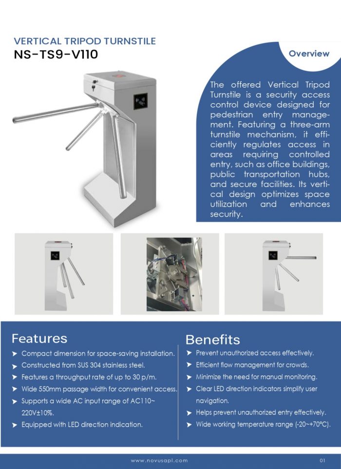 Vertical tripod turnstile Entrance Management System