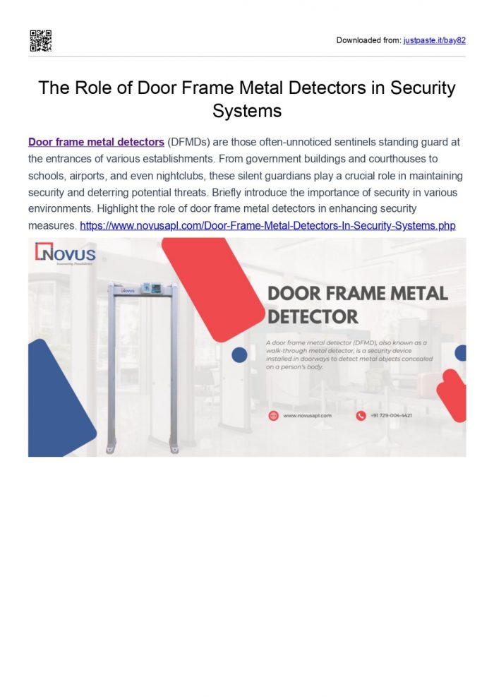 The Role of Door Frame Metal Detectors in Security Systems