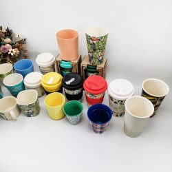 What are the benefits of using melamine or bamboo fiber for cups compared to traditional materia ...