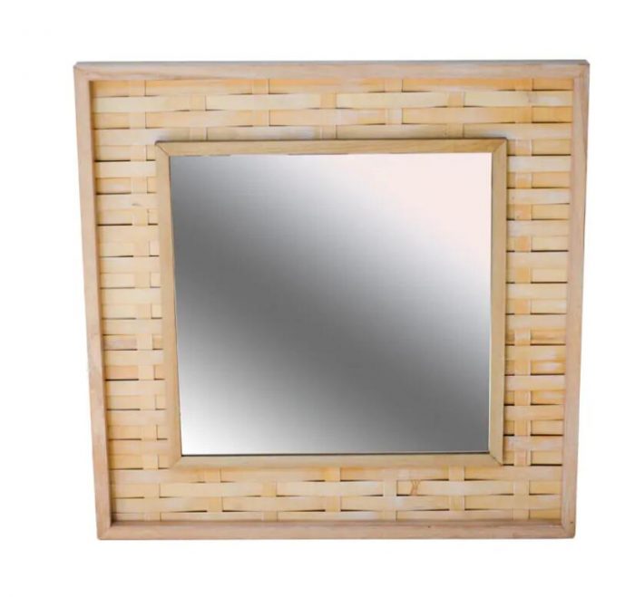 Wood and bamboo framed mirror