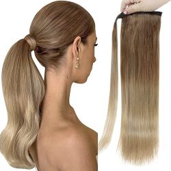 Full Shine 100% Human Hair Ponytail Extensions Balayage (#10/14)