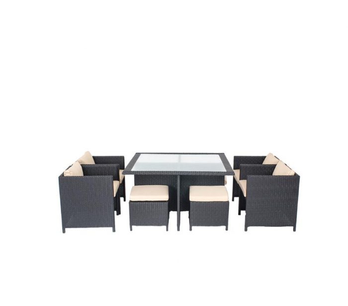 Combination Woven Rattan Table and Chairs Dining Conversation Set