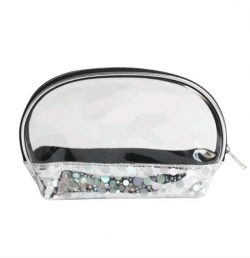 Clear Polka Dot Holographic Travel Makeup Bag