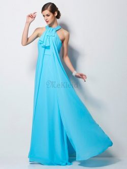 Chiffon Reißverschluss Ärmelloses Bodenlanges Anständiges Abendkleid – MeKleid.de