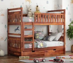 Premium Wooden Bunk Bed – Safe & Stylish for Kids