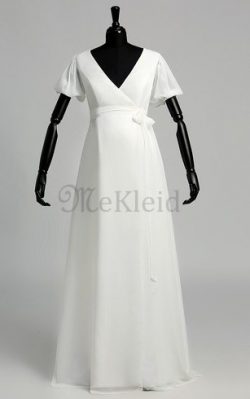 Plissiertes Chiffon Glamouröses Elegantes Brautkleid mit Rüschen – MeKleid.de