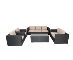 5 Pieces Outdoor Furniture Patio Sets PE Rattan Sofa with Coffee Table