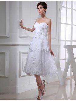 A-Linie Organza Prinzessin Perlenbesetztes Brautkleid mit Applikation – MeKleid.de