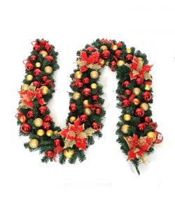 Artificial Colorful Merry Christmas wired yellow tinsel garland with lights