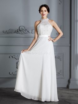 Robe de mariée de princesse avec chiffon longueur au ras du sol manche nulle a-ligne – Goo ...