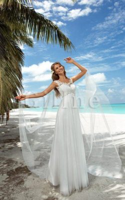 Abito da Sposa a Spiaggia Semplice Allacciato A-Line con Applique – Gillne.it