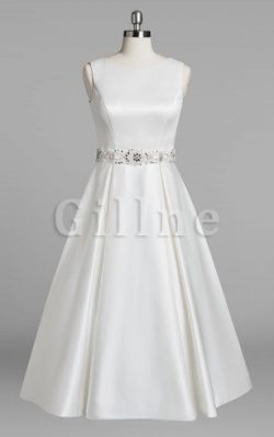 Abito da Sposa A-Line in Pizzo decorato con Applique Sotto Ginocchio – Gillne.it