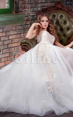 Abito da Sposa A-Line Senza Maniche A Terra Tondo con Applique – Gillne.it