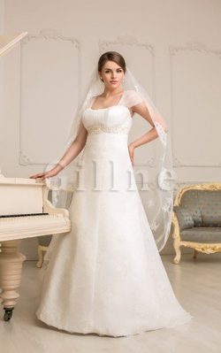 Abito da Sposa Allacciato A-Line con Manica Corte con Increspato Ampio – Gillne.it