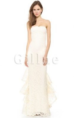 Abito da Sposa Cerniera con Increspature Schiena Nuda in Pizzo Senza Strap – Gillne.it