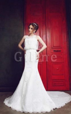 Abito da Sposa Coda A Strascico Cattedrale Vintage Naturale con Applique in Pizzo – Gillne.it