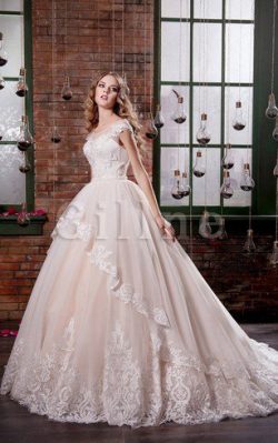 Abito da Sposa con Festone Originale Coda A Strascico Cappella con Manica Corte Sogno – Gi ...