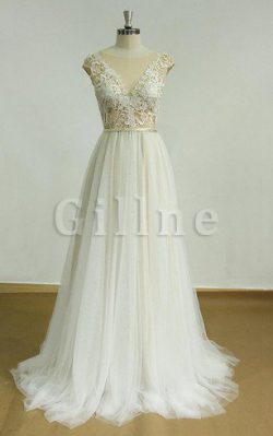 Abito da Sposa con Manica Corte con Piega a Riva Vintage in Tulle – Gillne.it