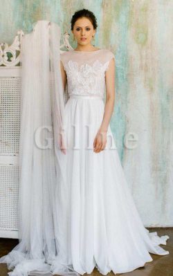 Abito da Sposa con Manica Corte Profondo V-scollo in Pizzo con Nastro Spazzola Treno – Gil ...