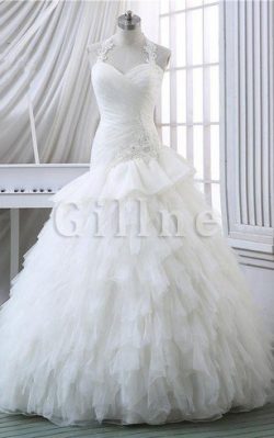 Abito da Sposa Cuore Allacciato in Pizzo Anello in Organza – Gillne.it